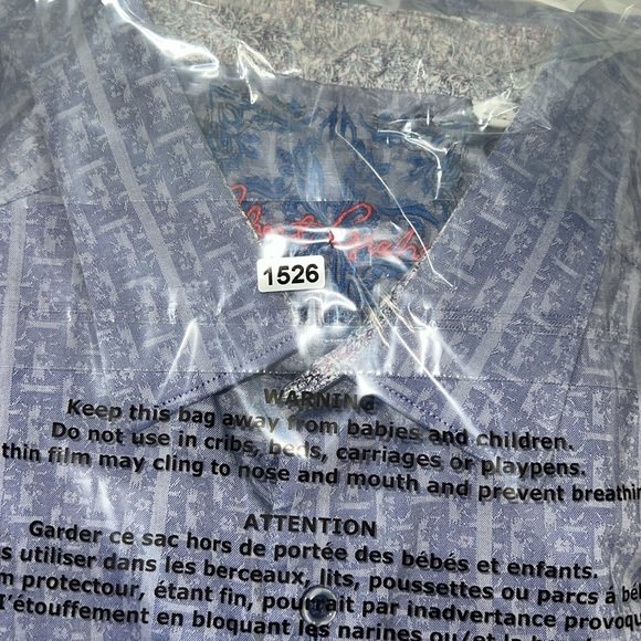 Robert Graham Blue Boho Abstract Dressy Button Down Shirt Extra Large - Picture 12 of 12